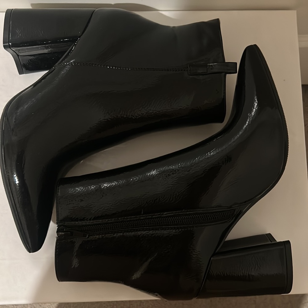 Nasty Gal Patent Leather Pointed Toe Ankle Boots